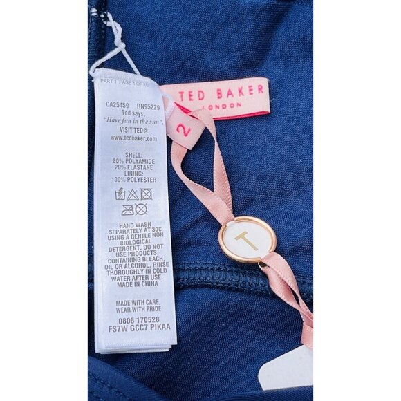 Ted Baker London Navy Blue Halter one piece Swimsuit size 2=4-6 - Picture 4 of 10